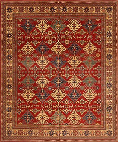 Pakistani Kazak Red Rectangle 12x14 ft Wool Carpet 16683