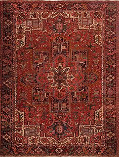 Persian Heriz Red Rectangle 9x12 ft Wool Carpet 16691