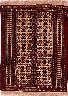 Persian Turkman White Rectangle 3x5 ft Wool Carpet 16719