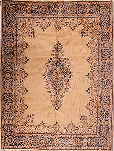 Persian Kerman Yellow Rectangle 8x11 ft Wool Carpet 16739