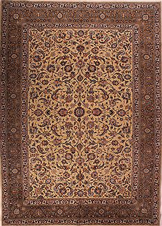 Persian Kashan Yellow Rectangle 9x13 ft Wool Carpet 16741