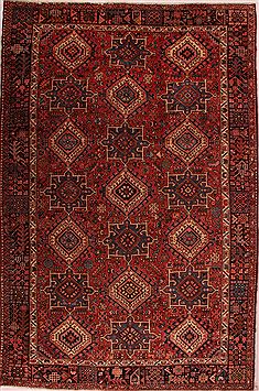 Persian Gharajeh Red Rectangle 9x13 ft Wool Carpet 16766