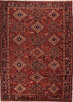 Persian Gharajeh Red Rectangle 9x13 ft Wool Carpet 16769