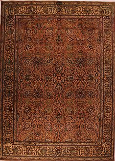 Persian Tabriz Purple Rectangle 9x13 ft Wool Carpet 16782