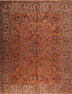 Persian Tabriz Orange Rectangle 9x12 ft Wool Carpet 16784