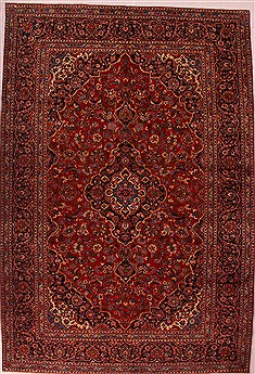 Persian Kashan Red Rectangle 9x13 ft Wool Carpet 16800