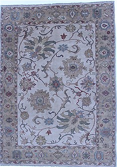 Egyptian Mahal Beige Rectangle 7x9 ft Wool Carpet 16853