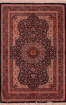 Persian Qum Black Rectangle 3x5 ft silk Carpet 16891
