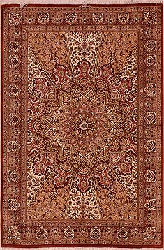 Persian Qum Beige Rectangle 5x7 ft silk Carpet 16894