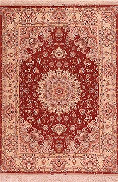 Persian Tabriz Beige Rectangle 5x7 ft Wool Carpet 16909
