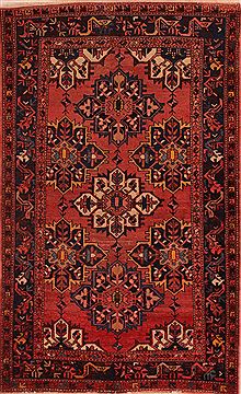 Persian Hamedan Red Rectangle 5x7 ft Wool Carpet 16915