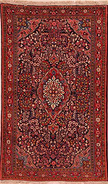 Persian Jozan Red Rectangle 5x7 ft Wool Carpet 16920