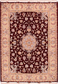 Persian Tabriz Red Rectangle 5x7 ft Wool Carpet 16932