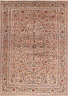 Persian Kashan Beige Rectangle 9x12 ft Wool Carpet 16955