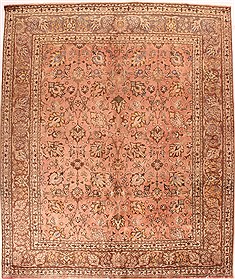 Persian Tabriz Brown Rectangle 8x10 ft Wool Carpet 16966