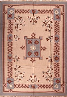 Indian Gabbeh White Rectangle 9x12 ft Wool Carpet 16999