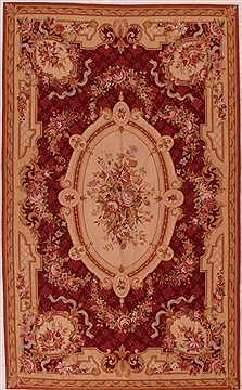 Chinese Isfahan Red Rectangle 5x8 ft Wool Carpet 17001