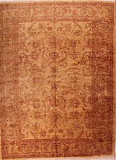 Pakistani Chobi Yellow Rectangle 10x13 ft Wool Carpet 17007