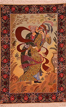 Persian Kashan Yellow Rectangle 3x5 ft Wool Carpet 17058