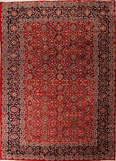Persian Isfahan Red Rectangle 10x13 ft Wool Carpet 17116