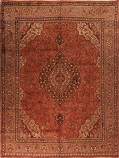 Persian Tabriz Red Rectangle 10x13 ft Wool Carpet 17129