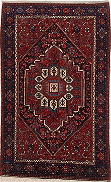 Persian Gholtogh Red Rectangle 3x5 ft Wool Carpet 17187