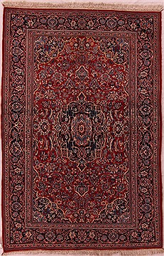 Persian Kashan Red Rectangle 5x7 ft Wool Carpet 17202