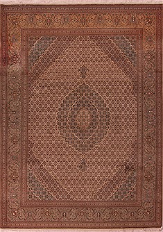 Persian Tabriz Beige Rectangle 8x11 ft Wool Carpet 17221
