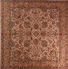 Persian Tabriz Beige Square 9 ft and Larger Wool Carpet 17250