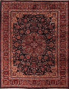 Persian Mashad Blue Rectangle 10x13 ft Wool Carpet 17277