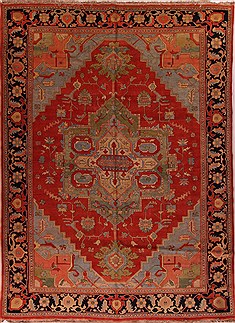 Persian Heriz Orange Rectangle 11x16 ft Wool Carpet 17282