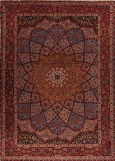 Persian Tabriz Blue Rectangle 11x16 ft Wool Carpet 17284