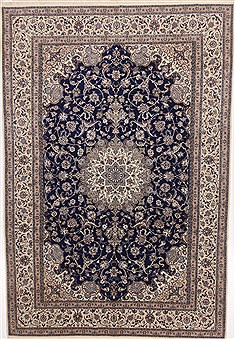 Persian Nain Blue Rectangle 7x10 ft Wool Carpet 17304