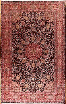 Persian Kerman Blue Rectangle 12x18 ft Wool Carpet 17322