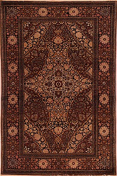 Persian Isfahan Brown Rectangle 5x7 ft Wool Carpet 17343