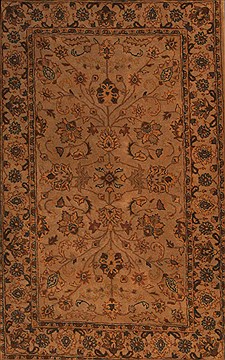 Chinese Sanandaj Beige Rectangle 5x8 ft Wool Carpet 17416