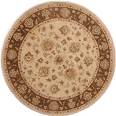 Indian Ziegler Beige Round 9 ft and Larger Wool Carpet 17478