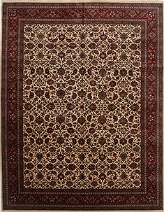 Indian Kashmar Beige Rectangle 12x15 ft Wool Carpet 17559