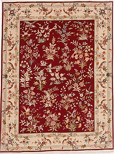 Persian Tabriz Red Rectangle 5x7 ft Wool Carpet 17661