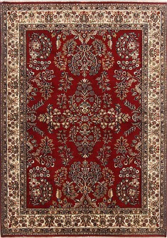 Indian Tabriz Red Rectangle 5x7 ft Wool Carpet 17730