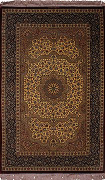 Persian Qum Yellow Rectangle 3x5 ft silk Carpet 17794