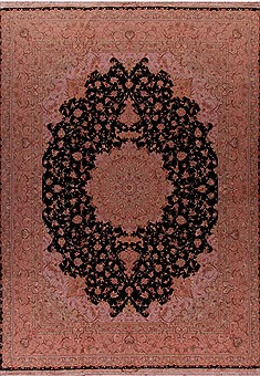 Persian Tabriz Black Rectangle 10x13 ft silk Carpet 17830