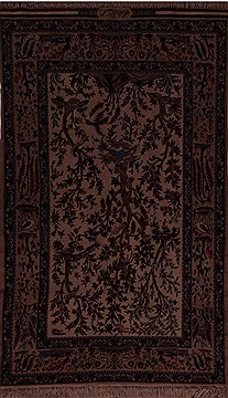 Persian Isfahan Beige Rectangle 4x6 ft silk Carpet 17831