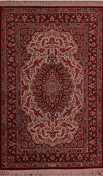 Persian Qum Red Rectangle 3x4 ft silk Carpet 17832