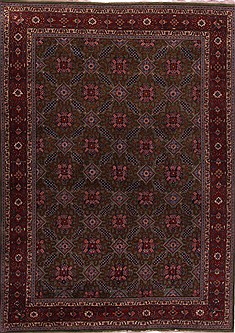 Persian Kashan Green Rectangle 7x10 ft Wool Carpet 17838