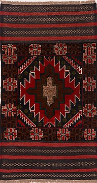 Afghan Baluch Blue Rectangle 3x5 ft Wool Carpet 17910