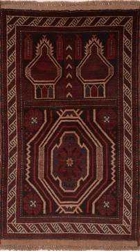 Afghan Baluch Brown Rectangle 3x4 ft Wool Carpet 17944