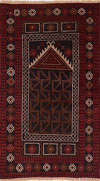 Baluch Brown Hand Knotted 2'8" X 4'4"  Area Rug 100-17978