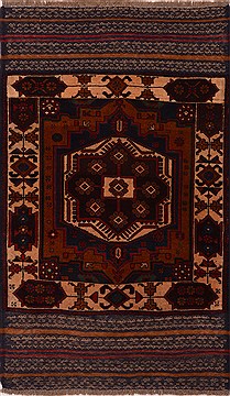 Afghan Baluch Brown Rectangle 3x5 ft Wool Carpet 17985