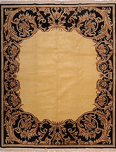 Indo-Nepal Beige Hand Knotted 7'10" X 9'8"  Area Rug 100-18161
